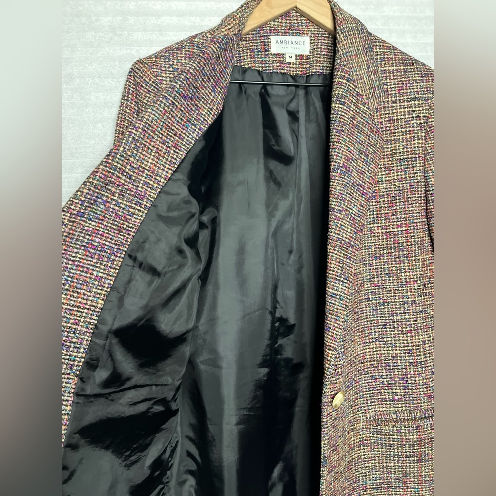 AMBIANCE New York Vintage Tweed Silk Women’s Blazer Jacket multicolor size M - Picture 10 of 14
